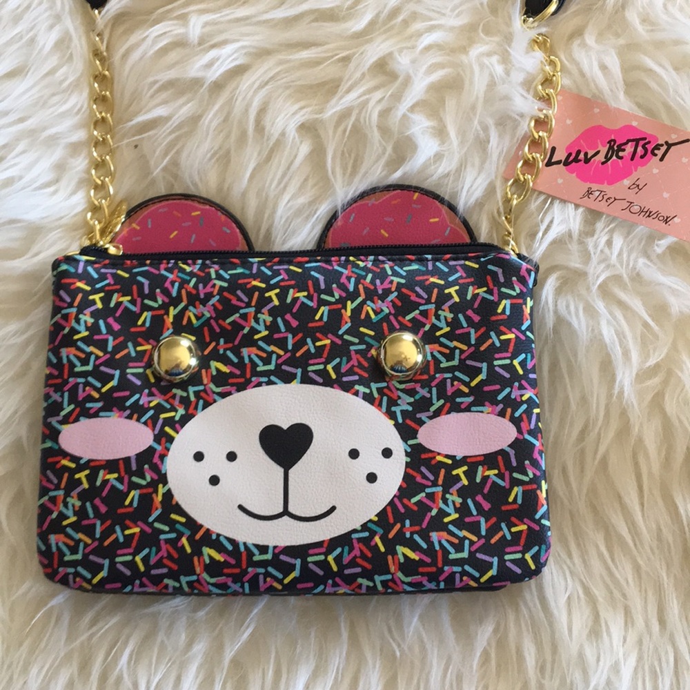 Betsey Johnson puppy confetti purse